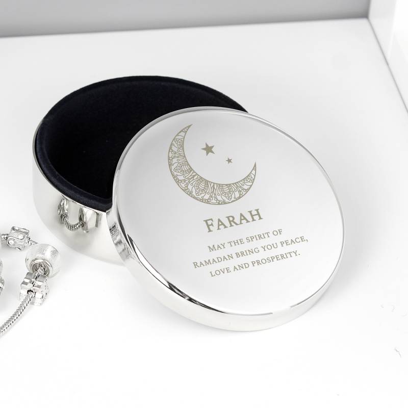 Personalised Eid Round Trinket Box